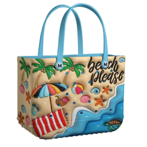 Meeprints Large Waterproof Tote with Tropical Palm Trees